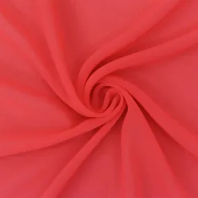 Red Solid Polyester Chiffon Woven Fabric