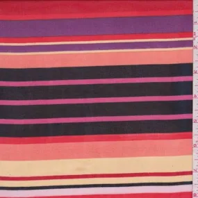 Red/Purple/Black Multi Stripe Chiffon Fabric