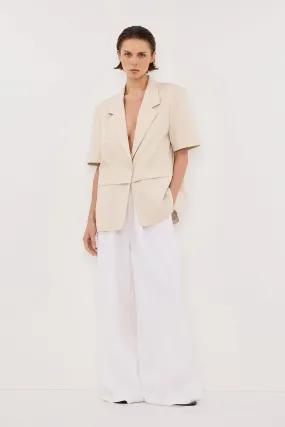 RITA SAND SHORT SLEEVE BLAZER - PRE ORDER