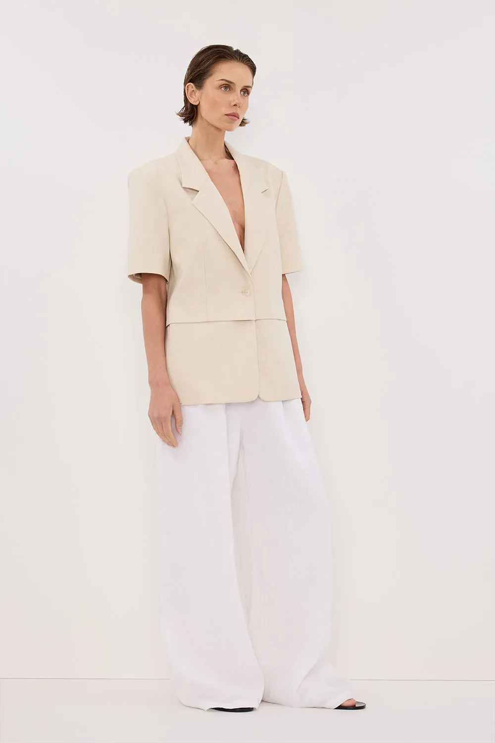 RITA SAND SHORT SLEEVE BLAZER - PRE ORDER