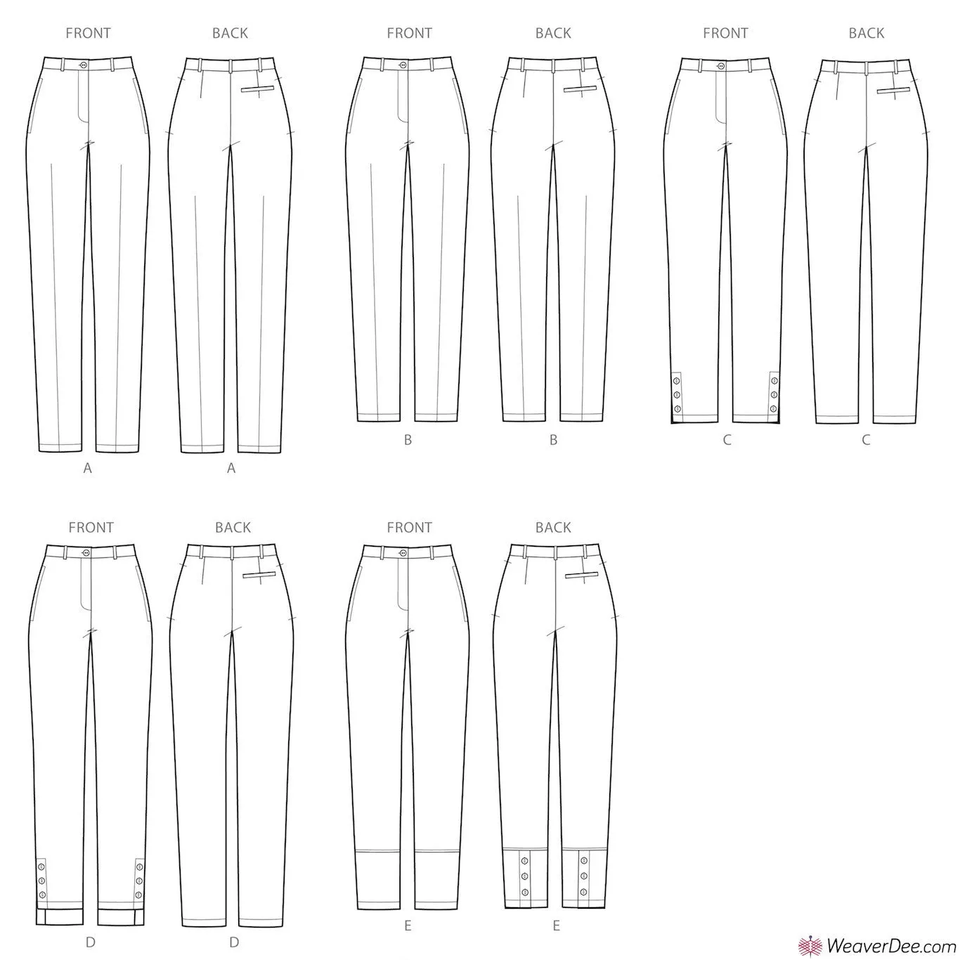 Simplicity Pattern S8957 Misses' Slim Leg Trousers with Variations