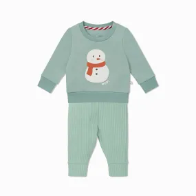 Snowman Sweater & Ribbed Leggings Outfit