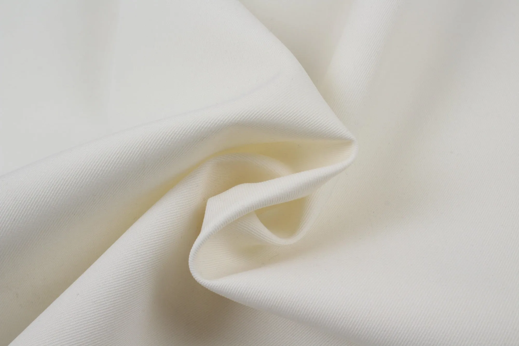 Structured Wool Gabardine with Interlining - Off White