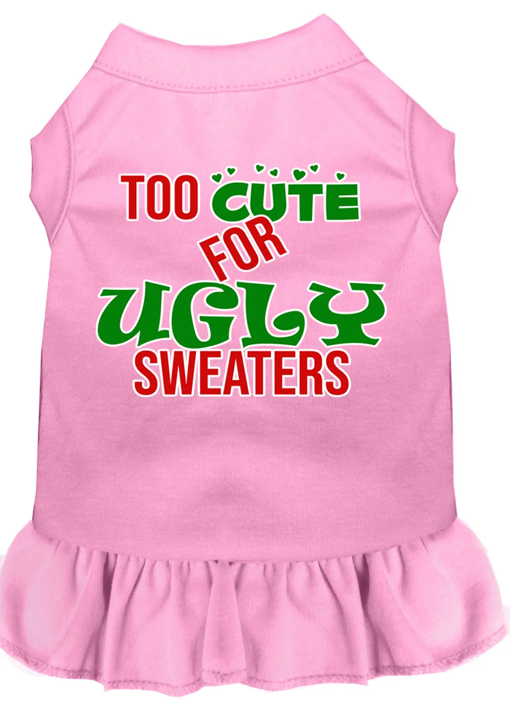 Too Cute For Ugly Sweaters Screen Print Dog Dress Light Pink Xxxl