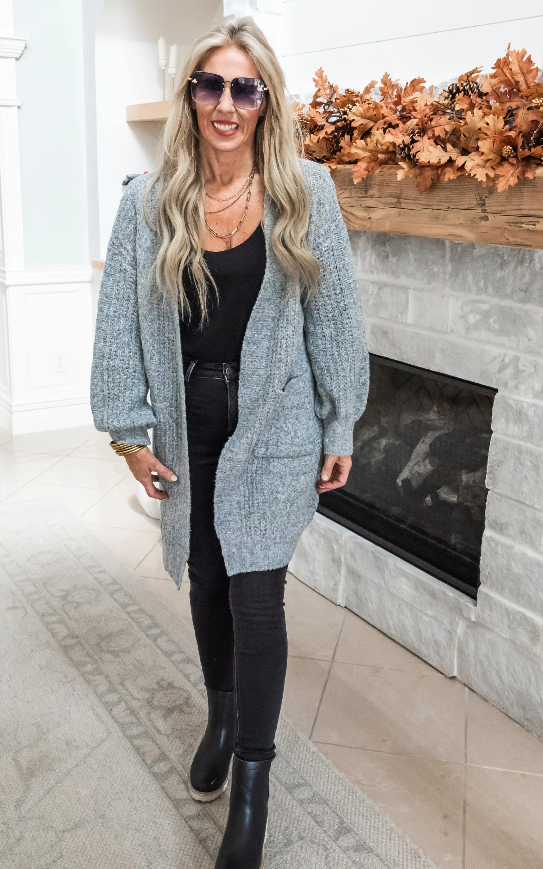 Twist Knitted Long Cozy Cardigan - Grey - Final Sale