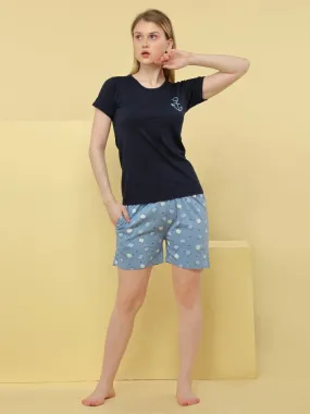 Velure Anchor Print Shorts Set