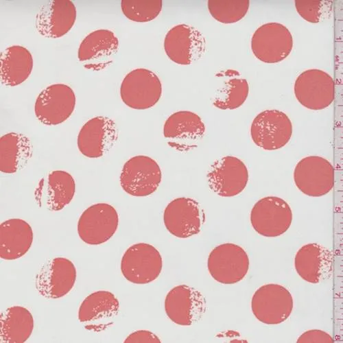 White/Petal Red Polka Dot Chiffon Fabric