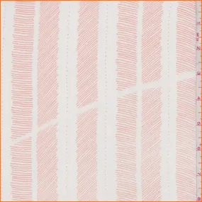 White/Sea Coral Sketch Stripe Chiffon Fabric