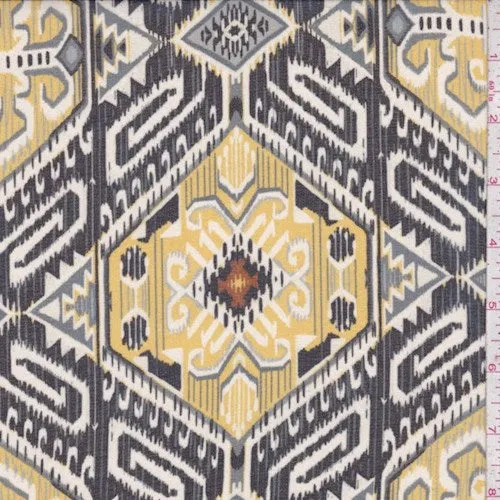 Yellow/Black/Grey Hexagon Tile Chiffon Fabric